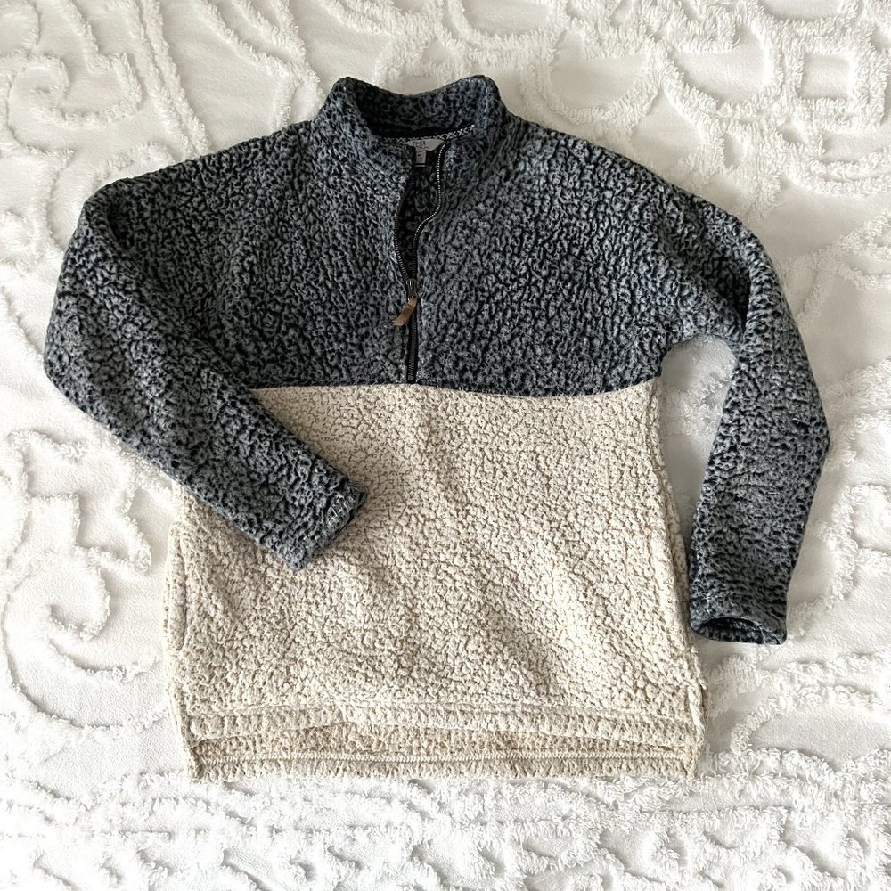 Color Block Half-Zip Sherpa Pullover